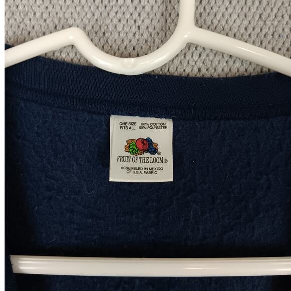 Fruit of the Loom Vintage Sweatshirt Cardigan OSFA Navy Blue Patched Garden Boho - Picture 6 of 13